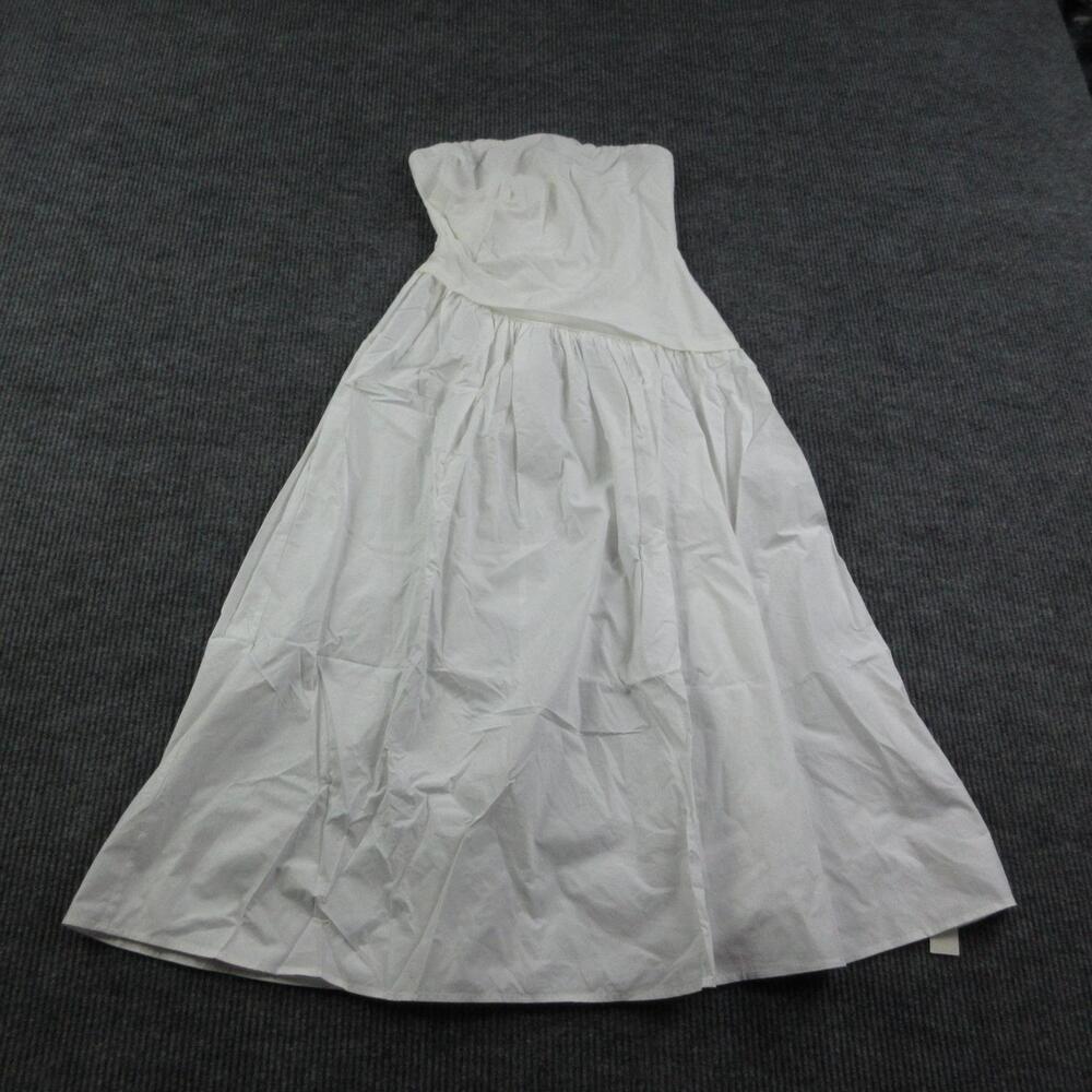 COMMENSE Dress Womens M White Fit & Flare Long Strapless Sweetheart Empire NWT